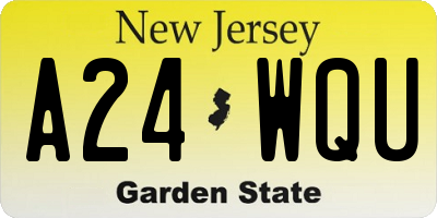 NJ license plate A24WQU