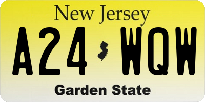 NJ license plate A24WQW