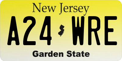 NJ license plate A24WRE