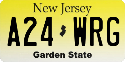 NJ license plate A24WRG