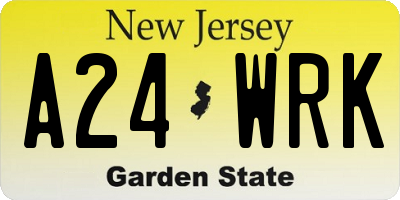 NJ license plate A24WRK