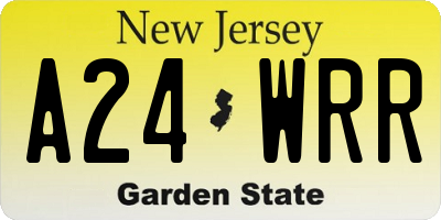 NJ license plate A24WRR