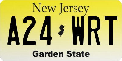 NJ license plate A24WRT