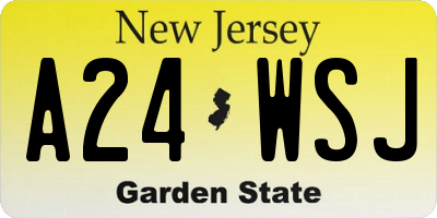 NJ license plate A24WSJ