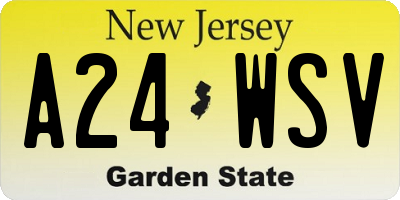 NJ license plate A24WSV