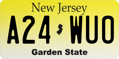 NJ license plate A24WUO