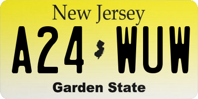 NJ license plate A24WUW