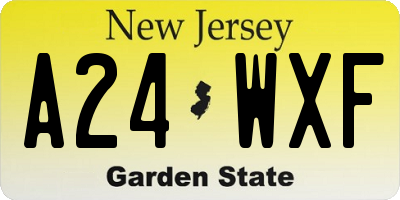 NJ license plate A24WXF