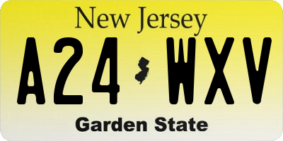 NJ license plate A24WXV