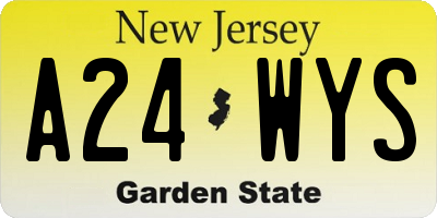 NJ license plate A24WYS