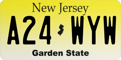 NJ license plate A24WYW