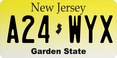 NJ license plate A24WYX