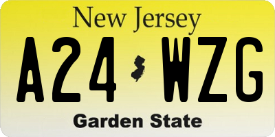 NJ license plate A24WZG