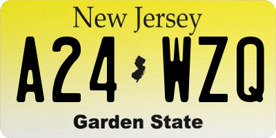 NJ license plate A24WZQ