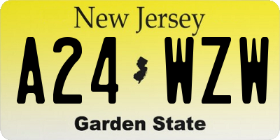 NJ license plate A24WZW