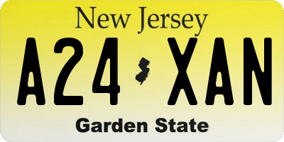 NJ license plate A24XAN