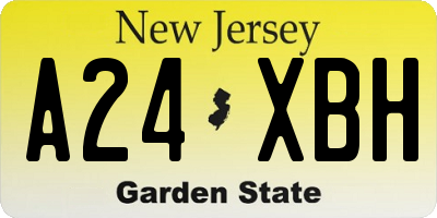 NJ license plate A24XBH
