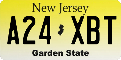 NJ license plate A24XBT