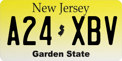 NJ license plate A24XBV