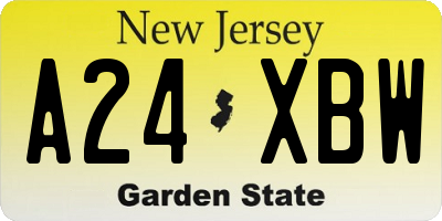 NJ license plate A24XBW