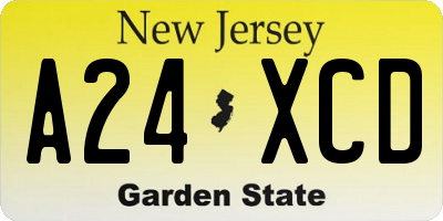 NJ license plate A24XCD