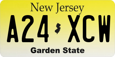 NJ license plate A24XCW