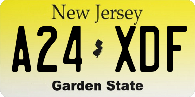NJ license plate A24XDF