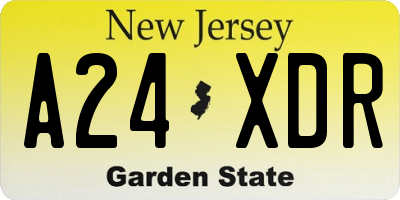 NJ license plate A24XDR