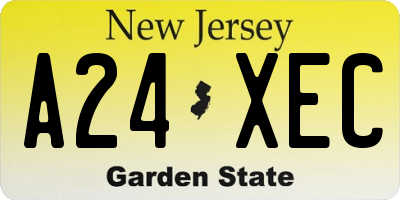 NJ license plate A24XEC