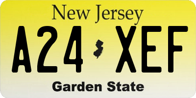 NJ license plate A24XEF