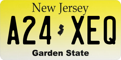 NJ license plate A24XEQ