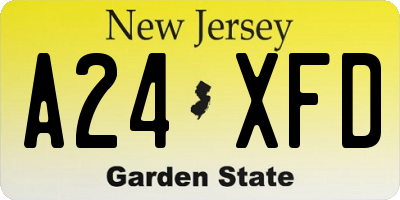NJ license plate A24XFD