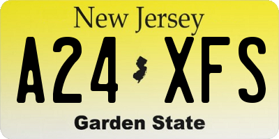 NJ license plate A24XFS