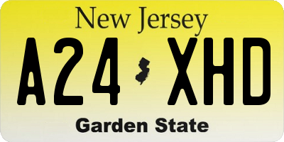 NJ license plate A24XHD