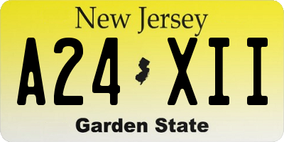 NJ license plate A24XII