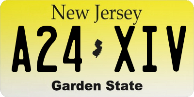 NJ license plate A24XIV