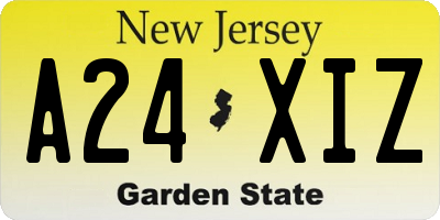 NJ license plate A24XIZ