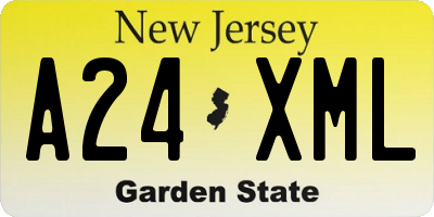NJ license plate A24XML