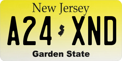 NJ license plate A24XND