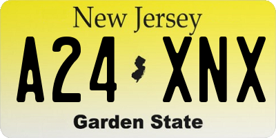 NJ license plate A24XNX