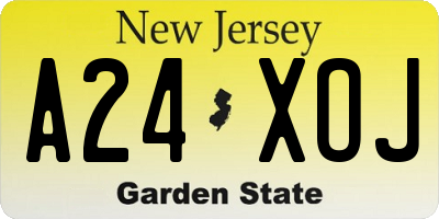 NJ license plate A24XOJ