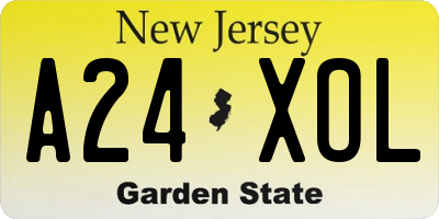 NJ license plate A24XOL