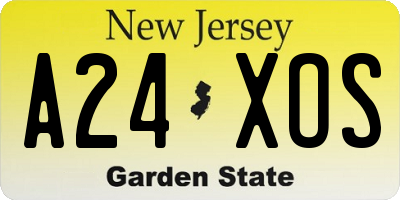 NJ license plate A24XOS