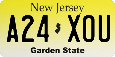 NJ license plate A24XOU