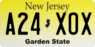 NJ license plate A24XOX