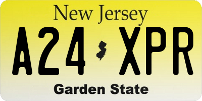 NJ license plate A24XPR