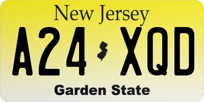 NJ license plate A24XQD