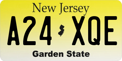NJ license plate A24XQE