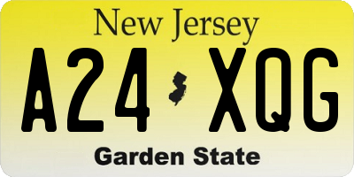 NJ license plate A24XQG