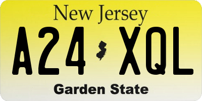 NJ license plate A24XQL